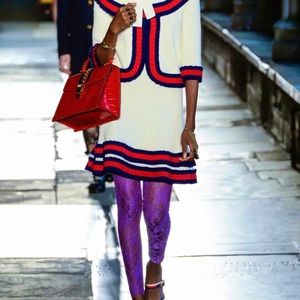 NWT Gucci Ivory Runway Wool Sylvie Web Accent Skirt